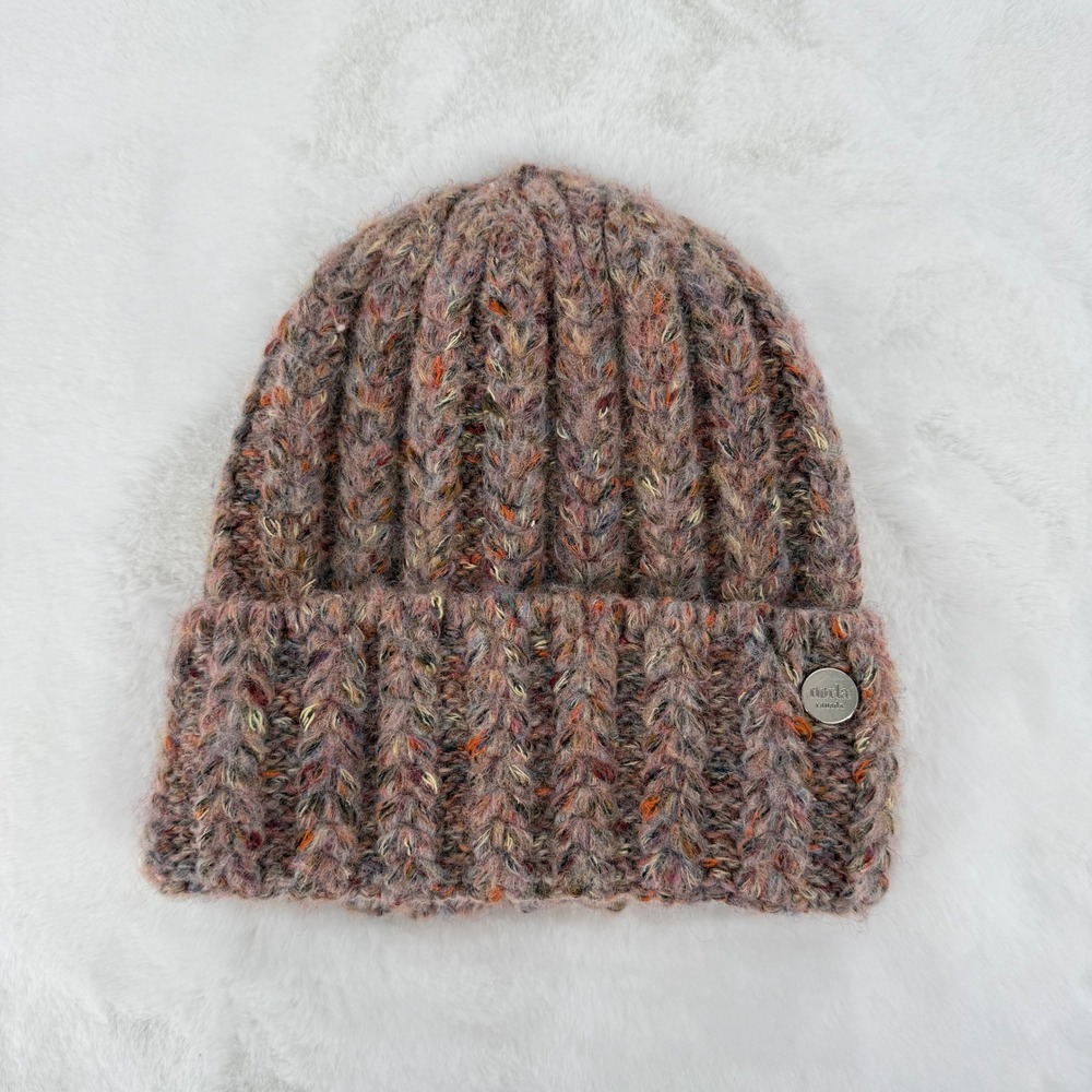 Norla Canada Beanie Hat Womens OS Multi Color Wool Blend‎ Ribbed Knit Canada
